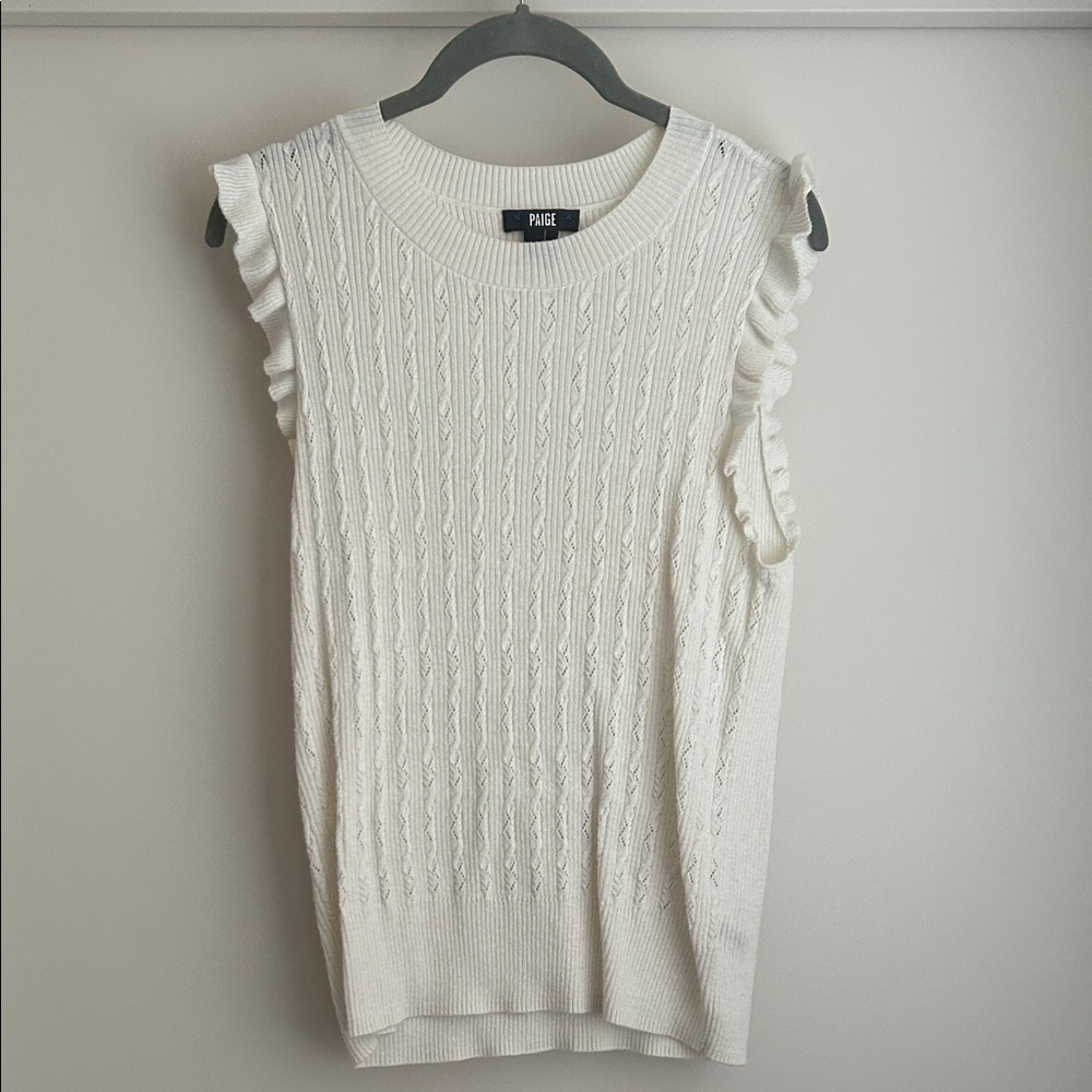 PAIGE White Ruffle Sleeve Tank Top